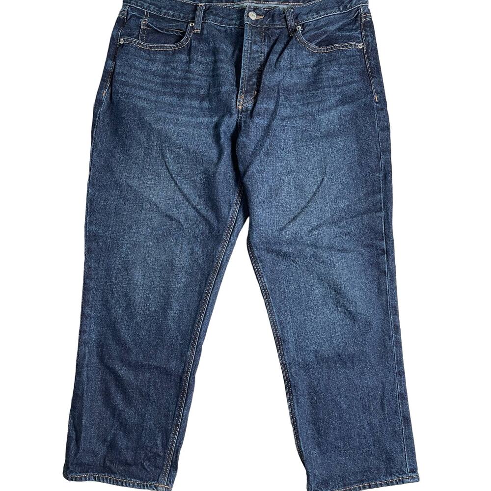 Old Navy High Rise Slouchy Straight Dark Wash Denim CAPRI Jeans - Size 14 EXC